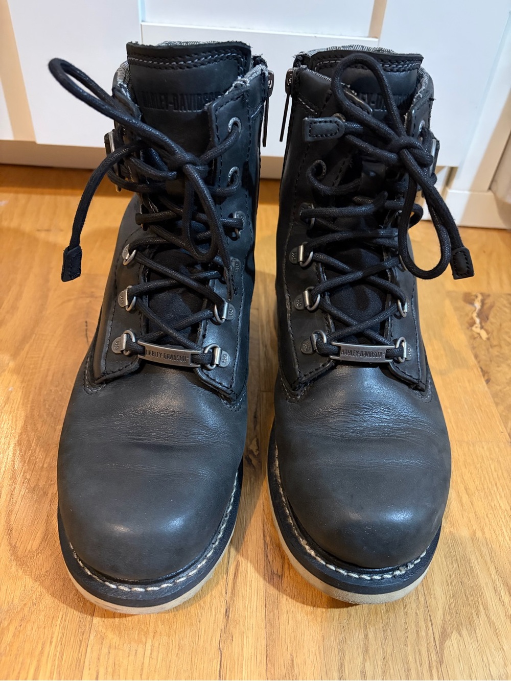 Harley-Davidson Black Leather Marconi Lace-Up Boots